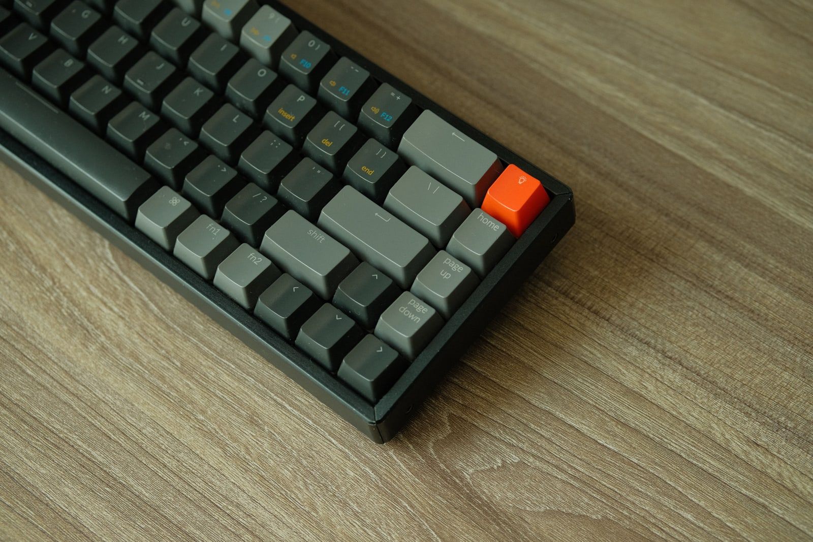 A close-up of the keycaps on a mechanical keyboard