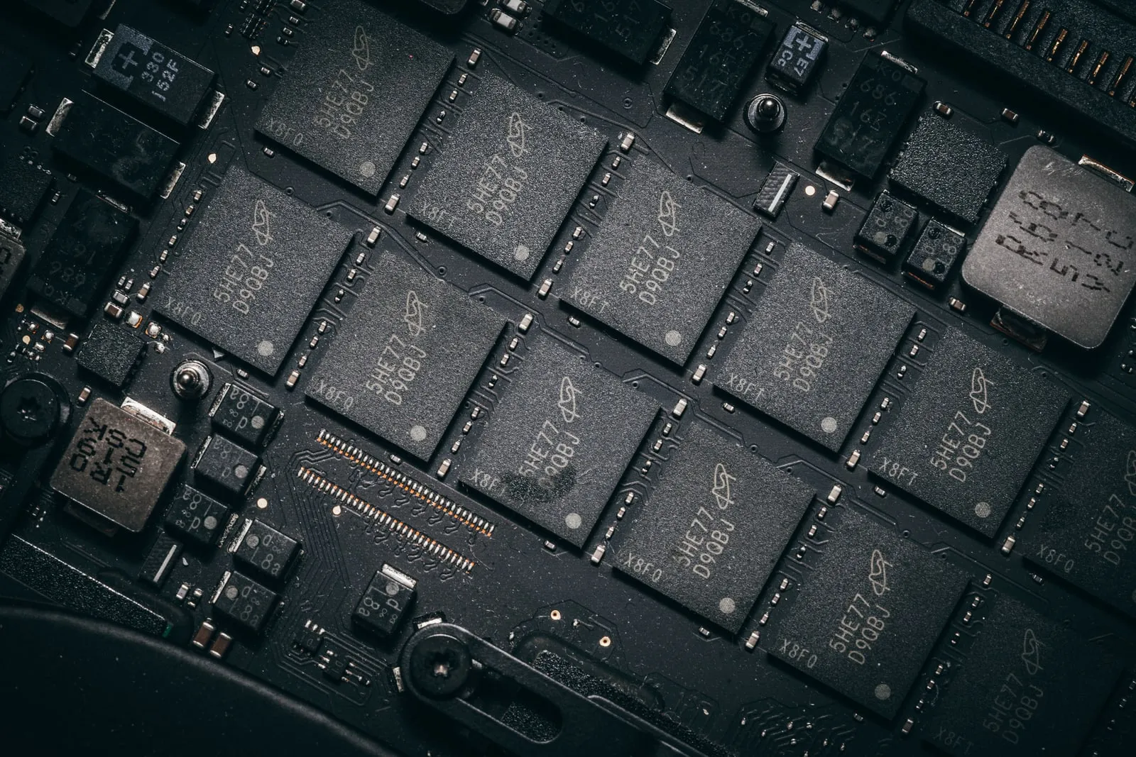 A close-up of a silicon wafer