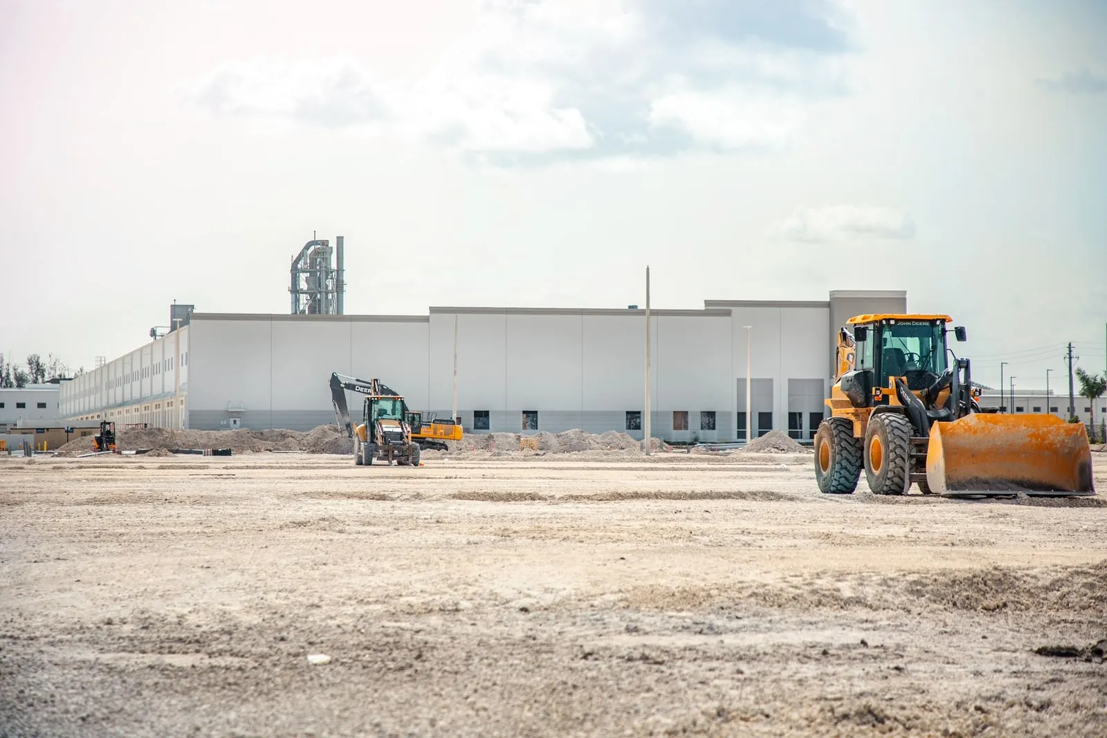A construction site for a large warehouse building