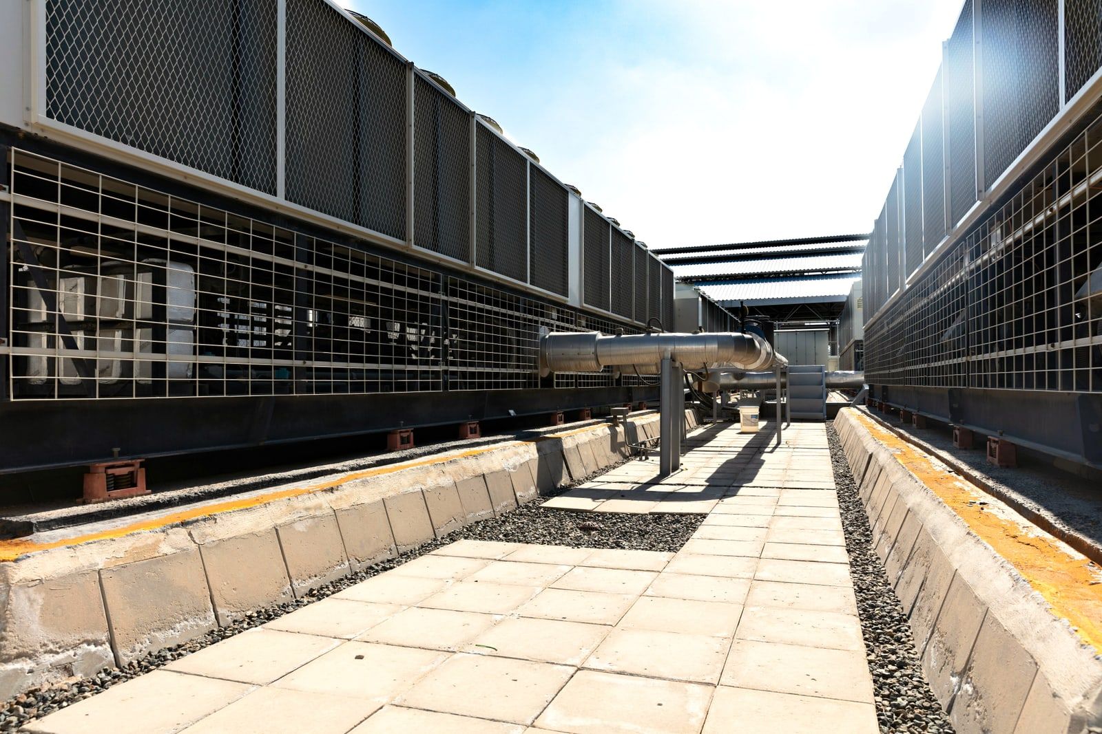 Large industrial cooling units on a rooftop