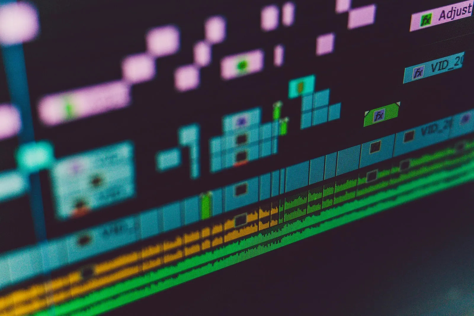 A video editing timeline open on a computer display