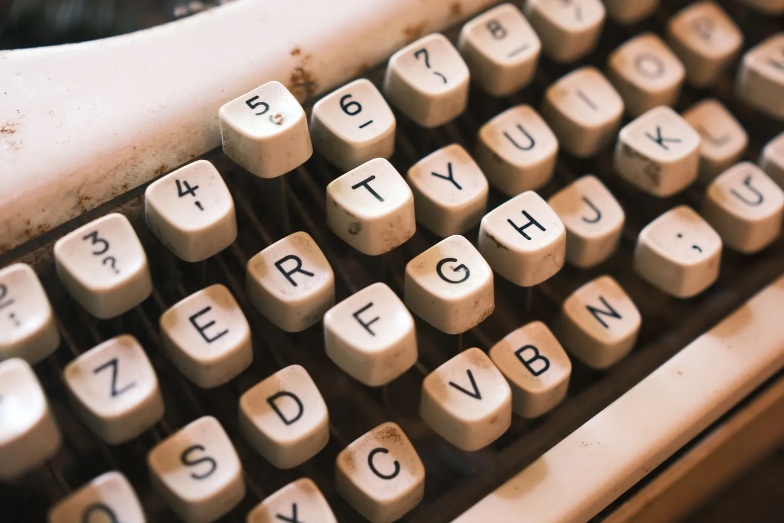A close-up of the keys of an old typewriter