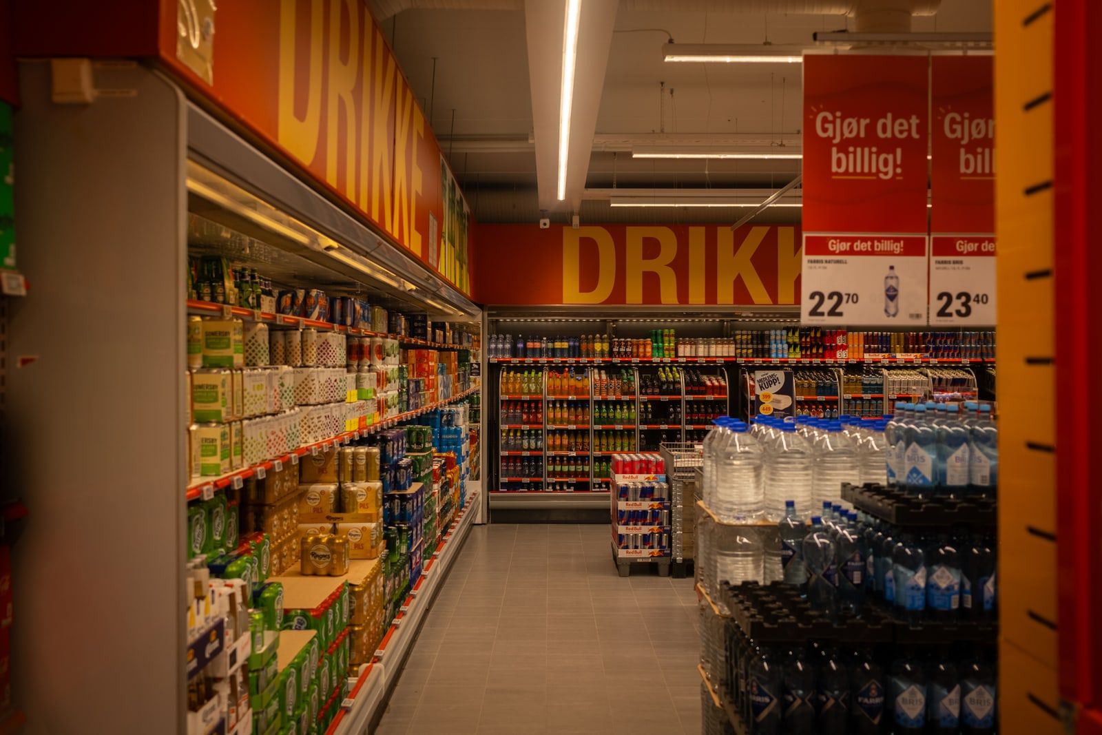 A retail store interior with shelves of products