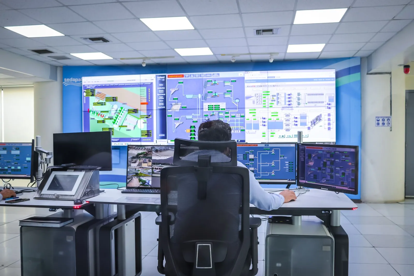 A network operations centre with monitoring screens