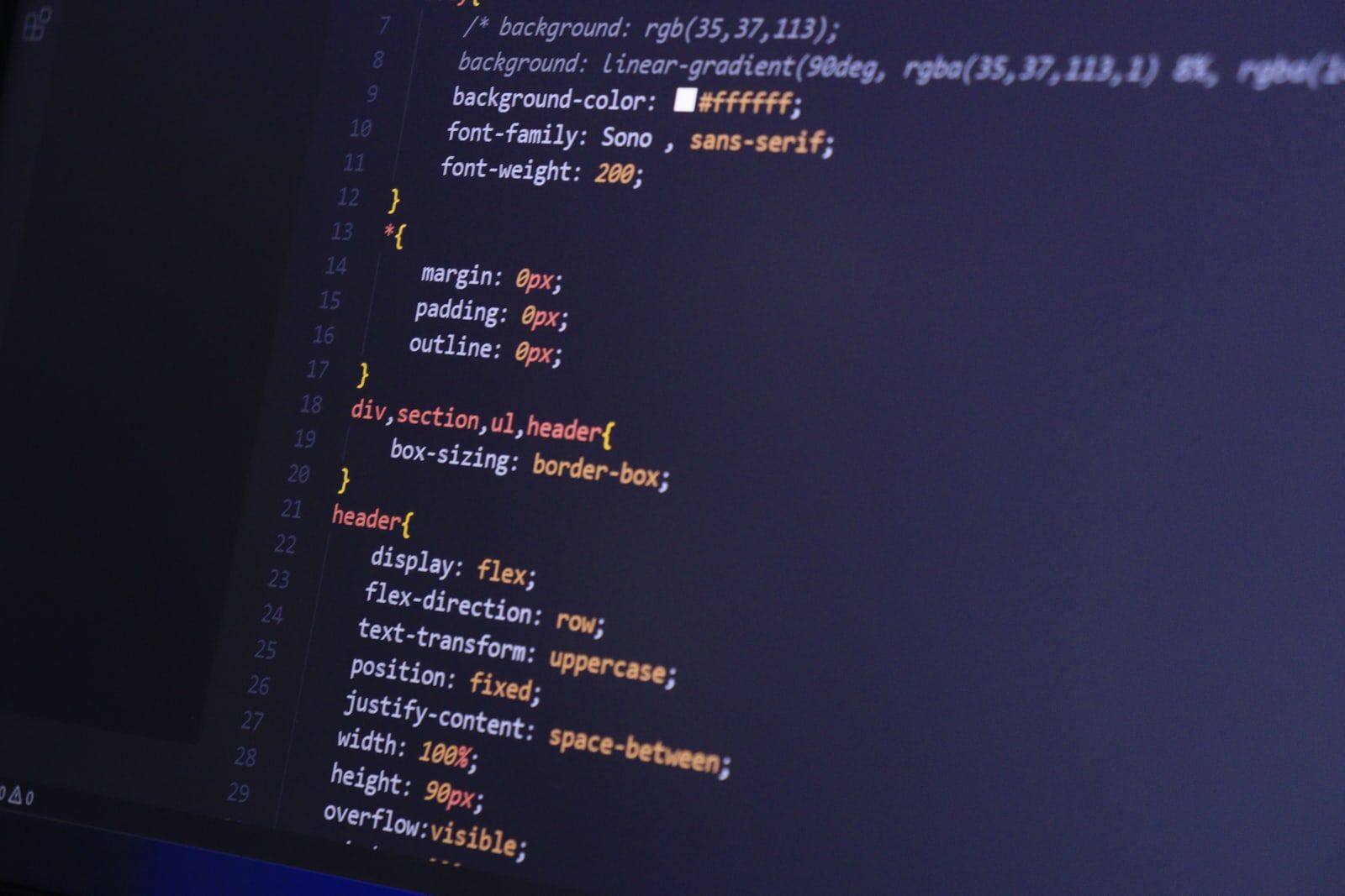 An open text editor window on a computer screen