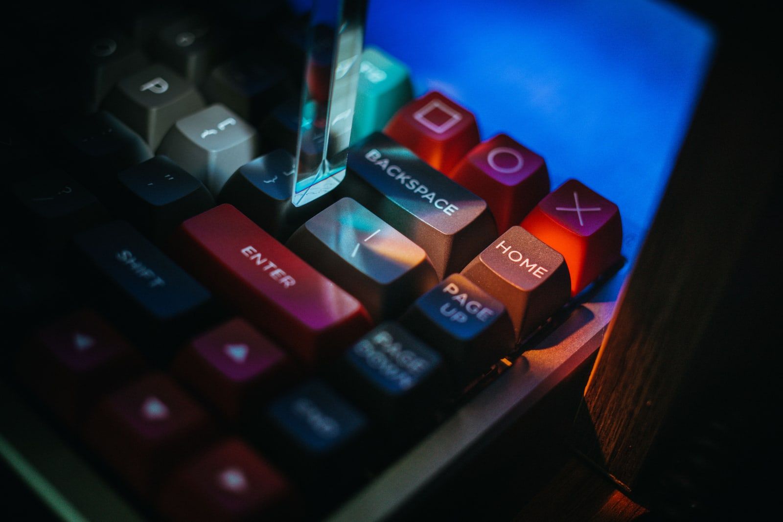 A close-up of mechanical keyboard keys