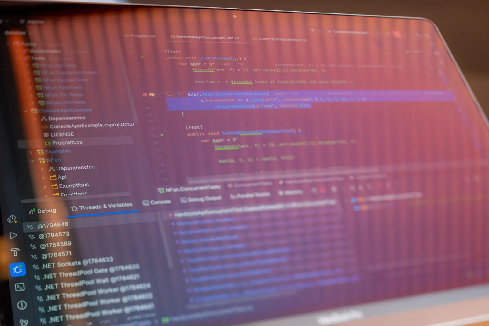 A code editor showing a project's file tree and source files