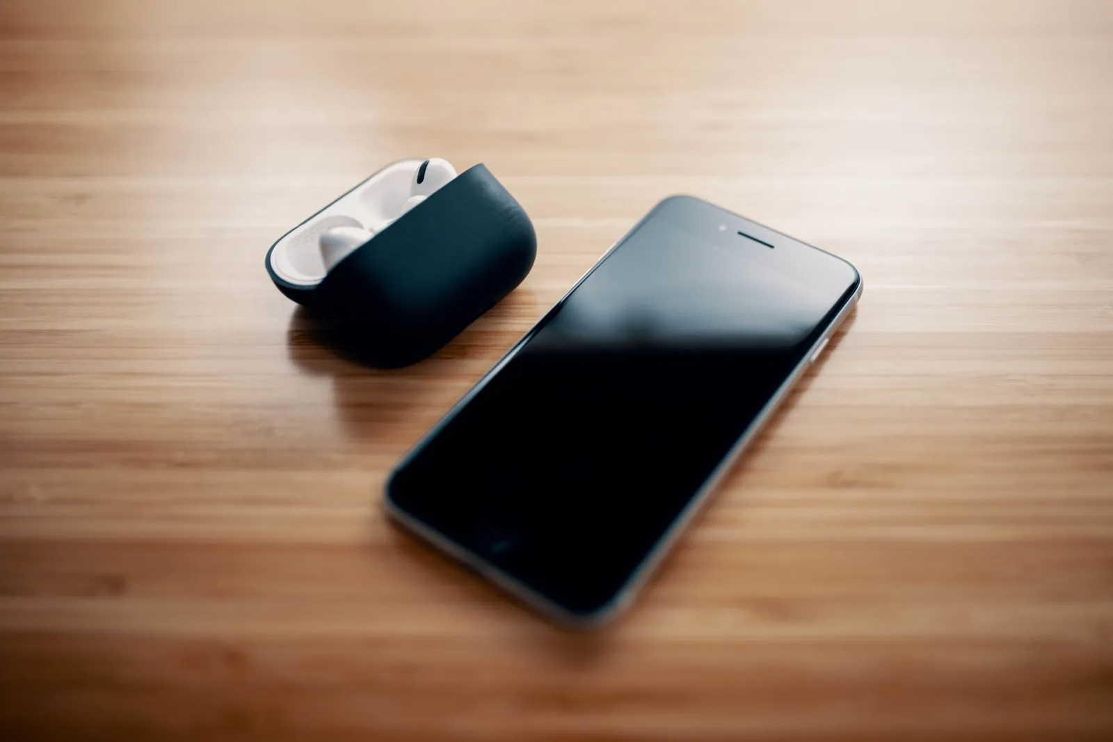 A smartphone lying face down on a table