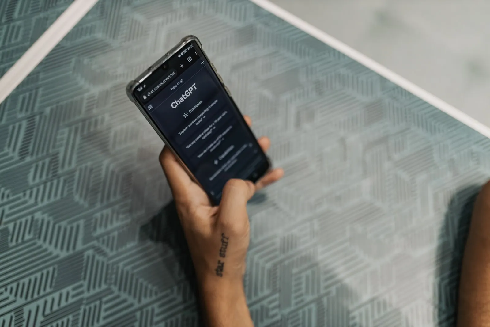 A smartphone showing a chat application