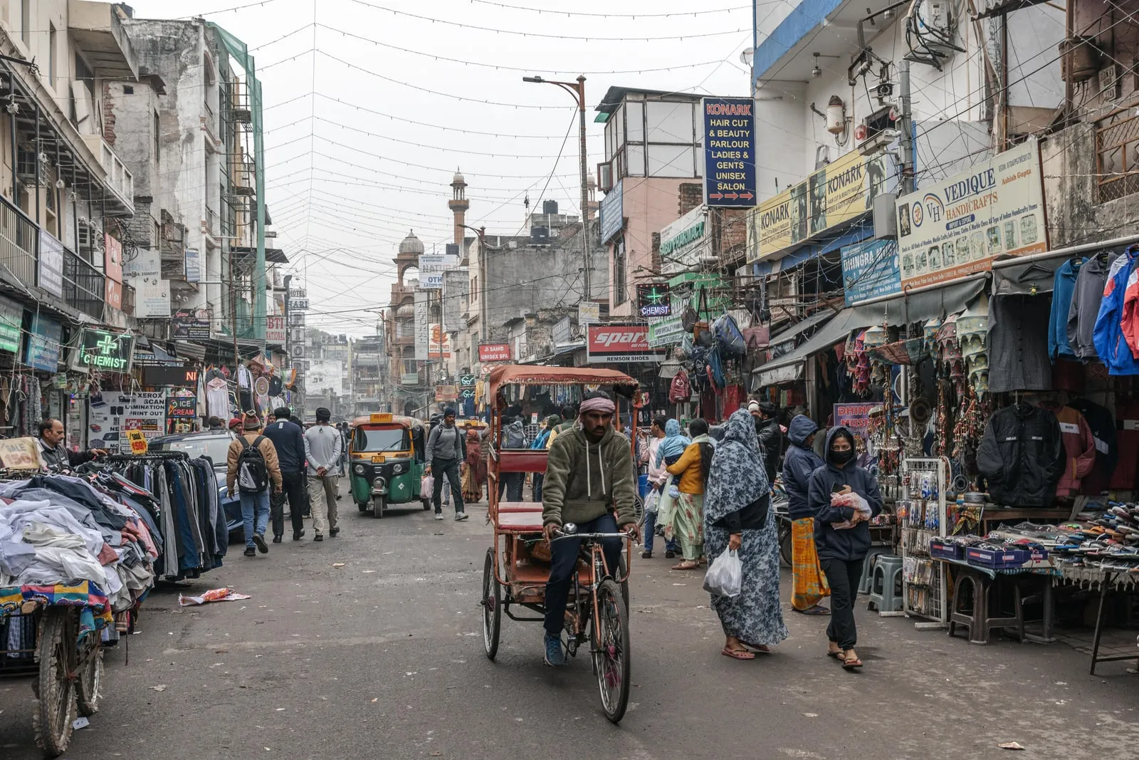 A busy city street in New Delhi