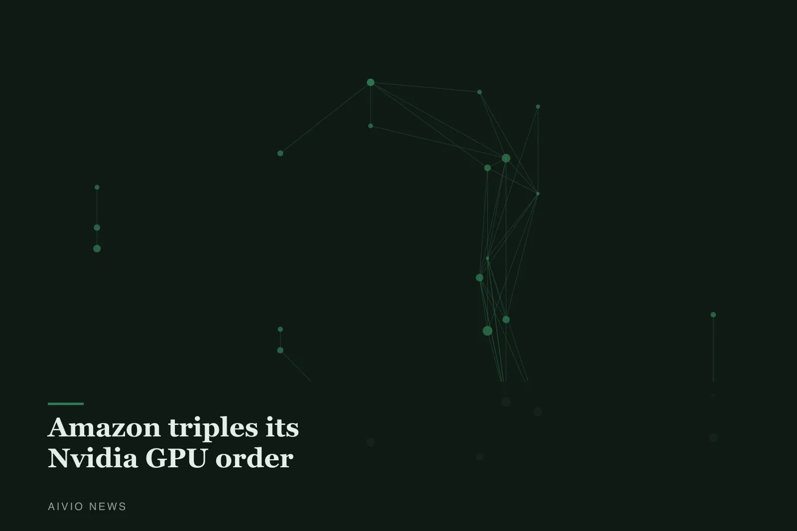 Gráfico abstracto de Aivio News que acompaña a la noticia sobre Amazon triplica su pedido a Nvidia hasta 2 millones de GPU para 2027 y 2028.