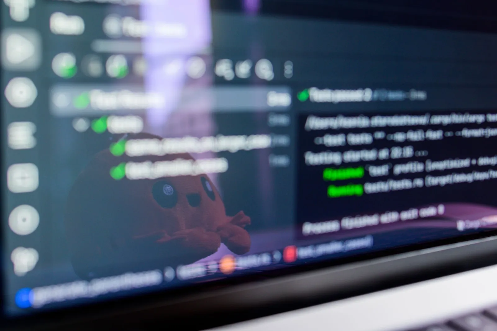 Code and test output on a monitor