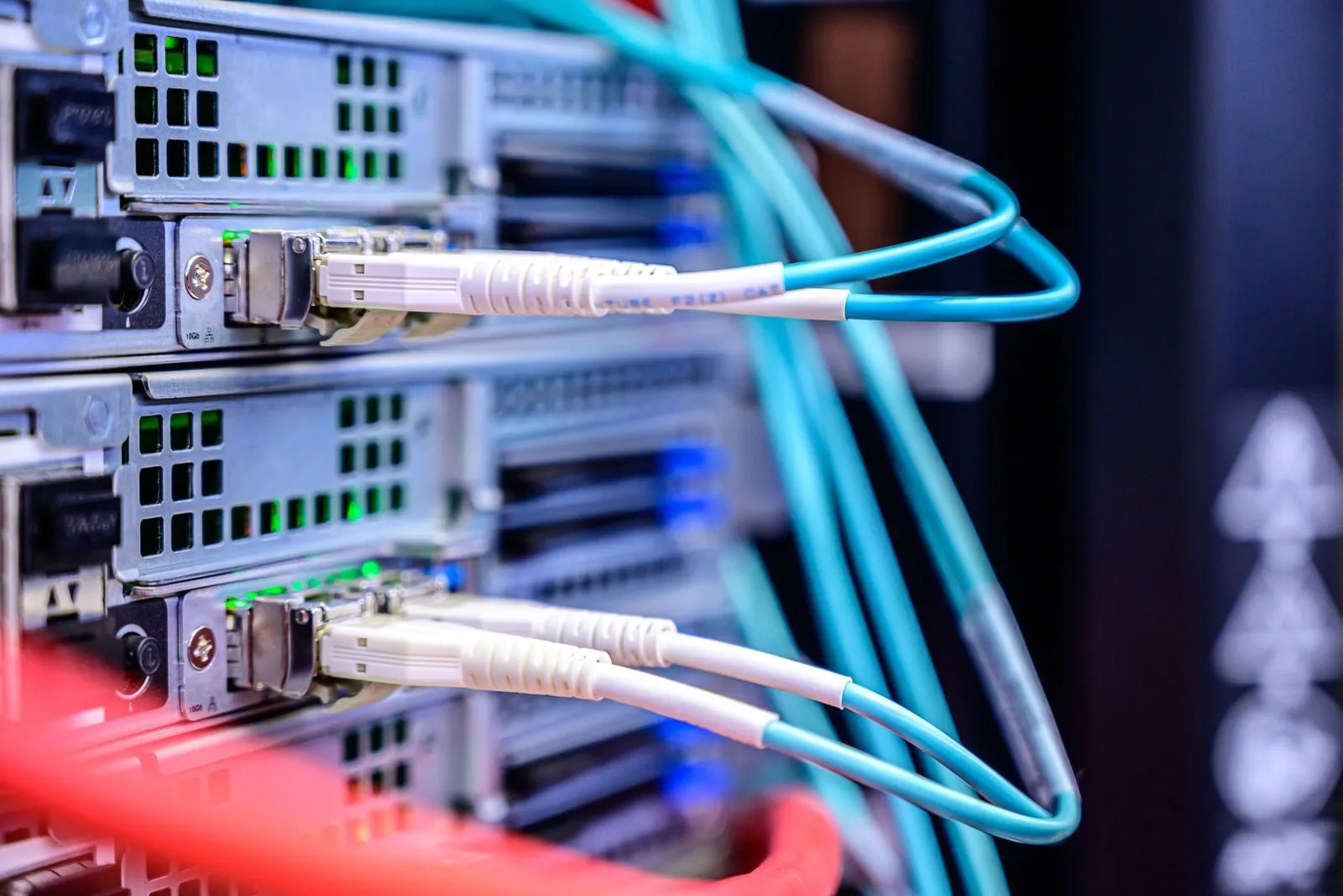Two network cables connected to a port