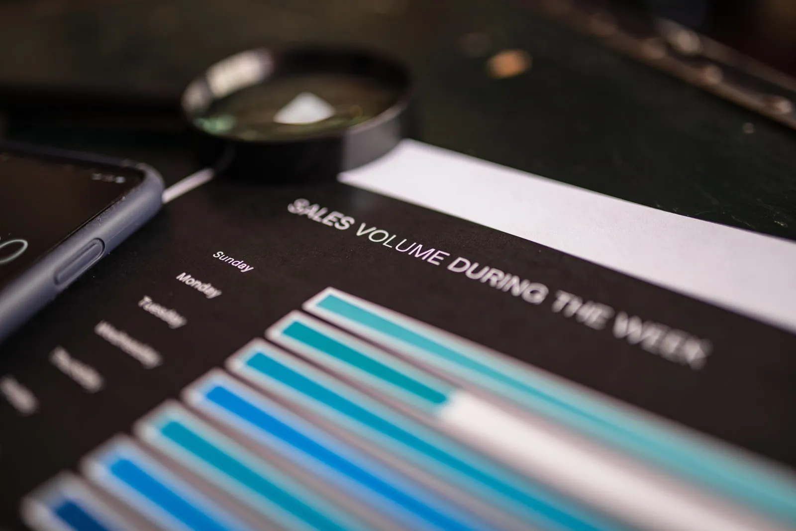 A magnifying glass lying on a printed document