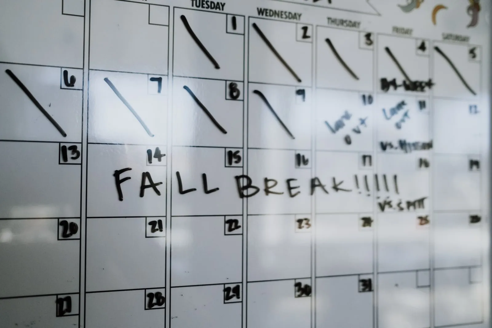 Handwritten notes covering an office whiteboard