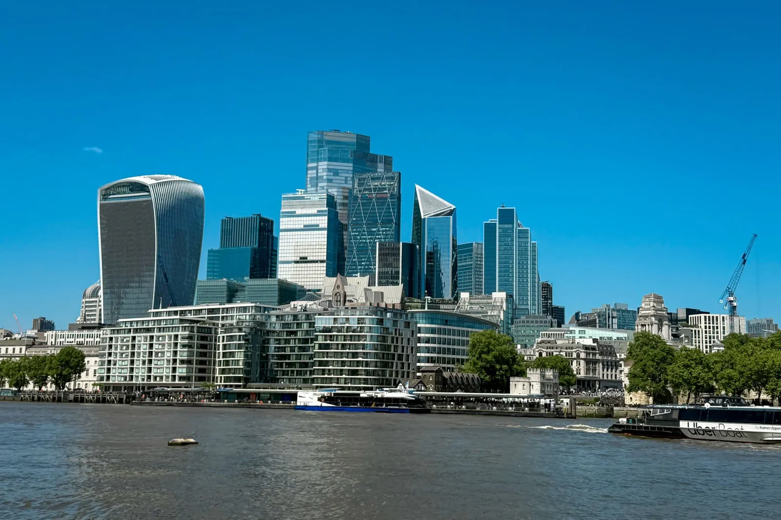 Office buildings along the River Thames in London