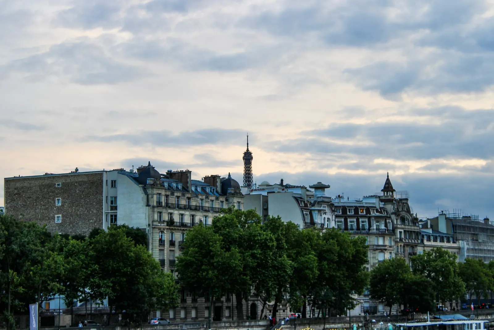 Paris rooftops with the Eiffel Tower in the distance