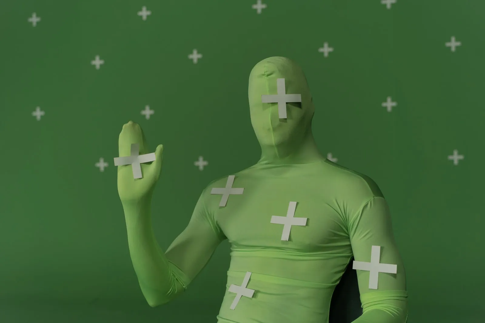 A motion capture studio with cameras and tracking markers