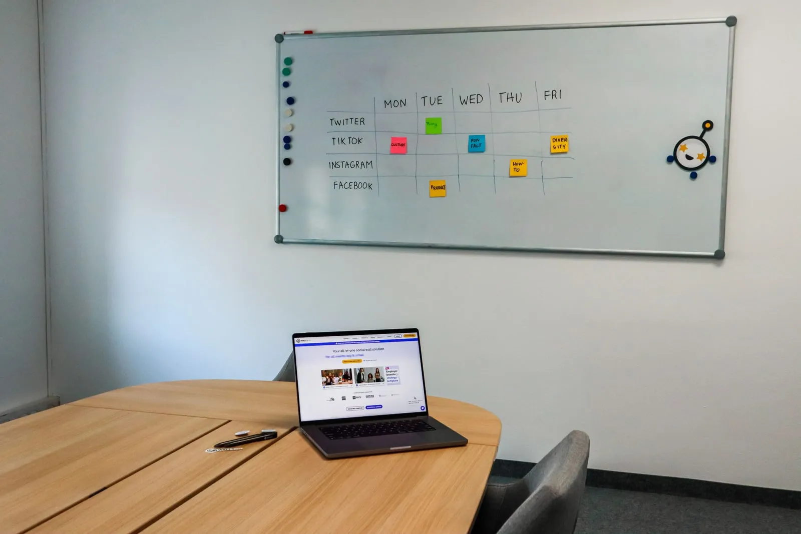 A whiteboard in an office meeting room