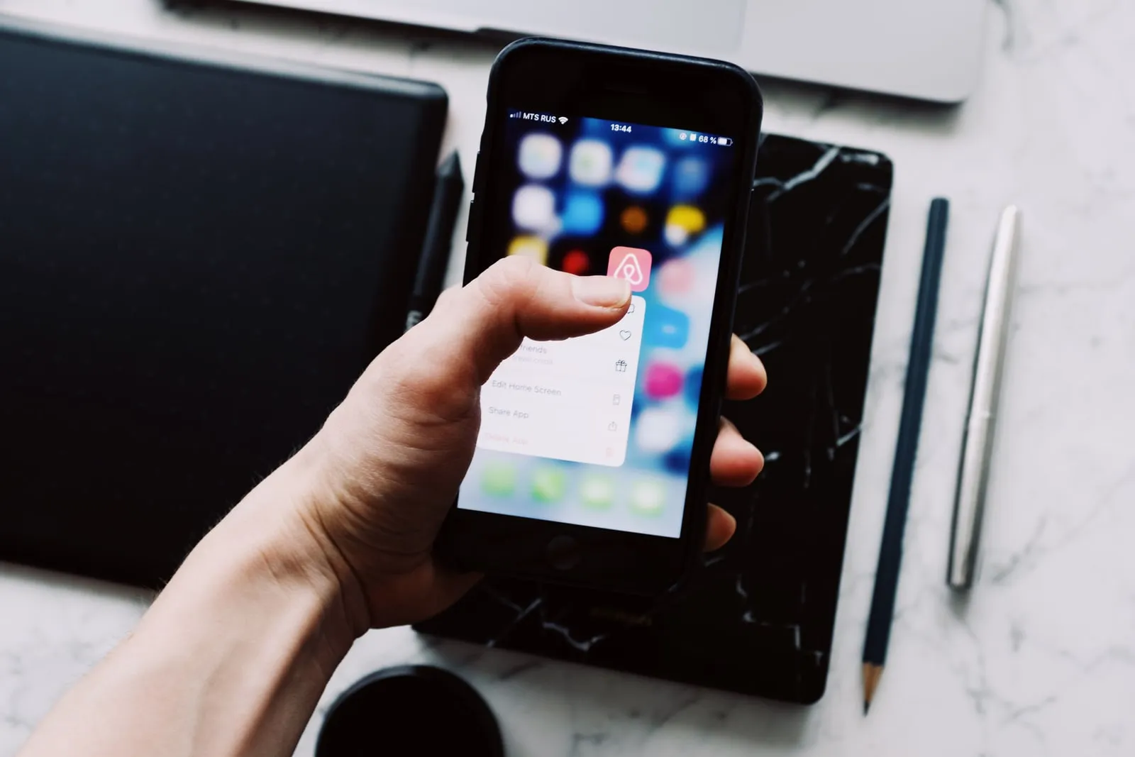 A close-up of a smartphone screen held in one hand