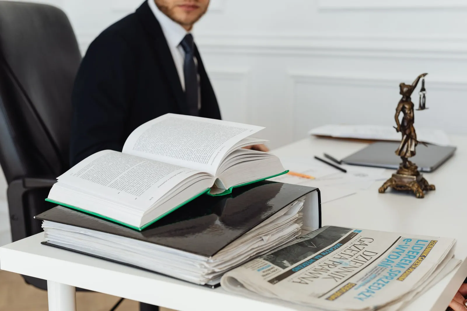 Open law books lying on a table