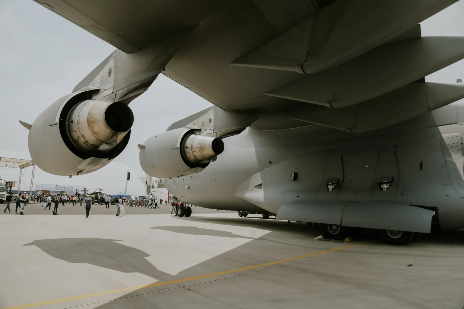 A jet engine mounted under an aircraft wing
