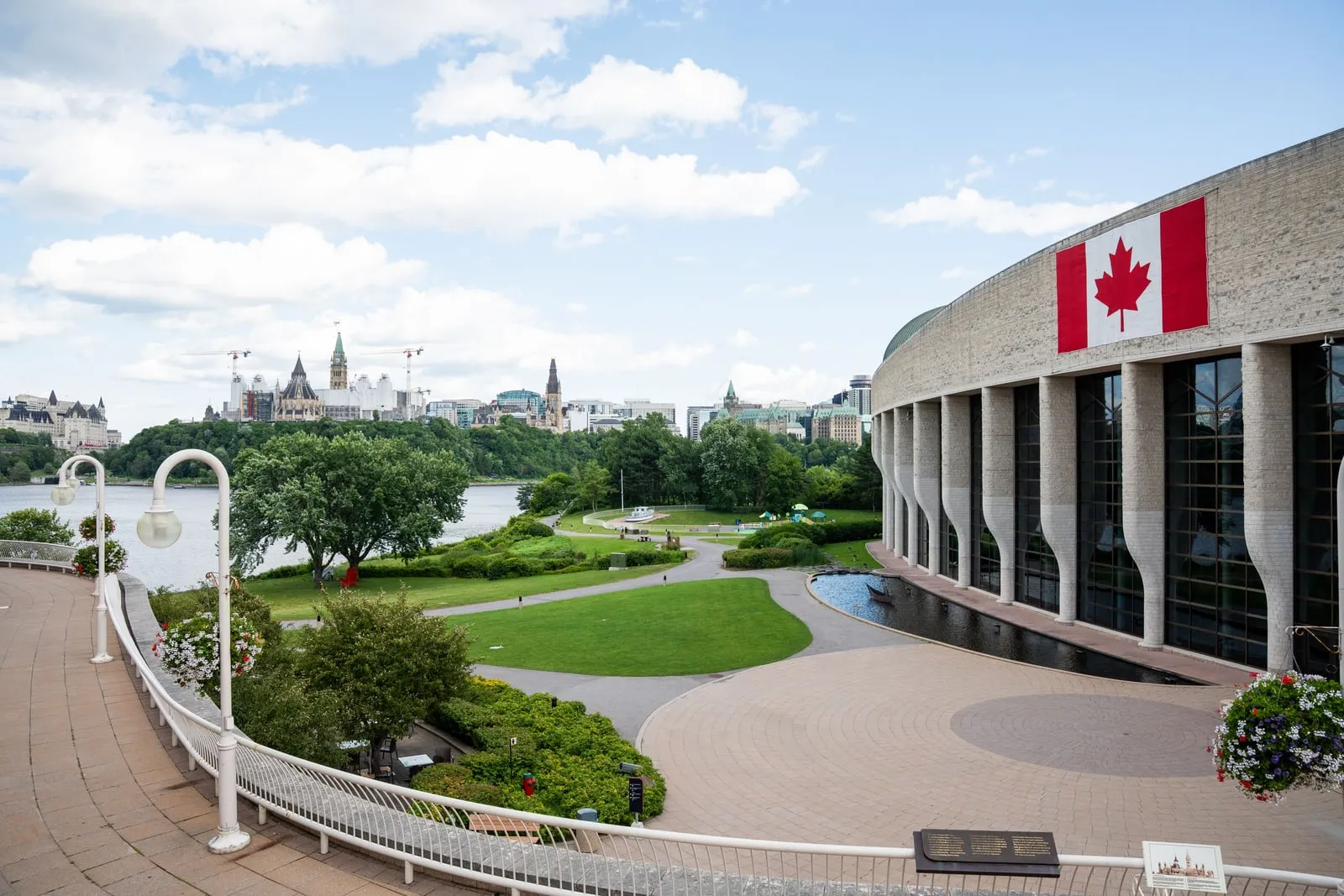 A view across the Ottawa River toward Parliament Hill in Canada