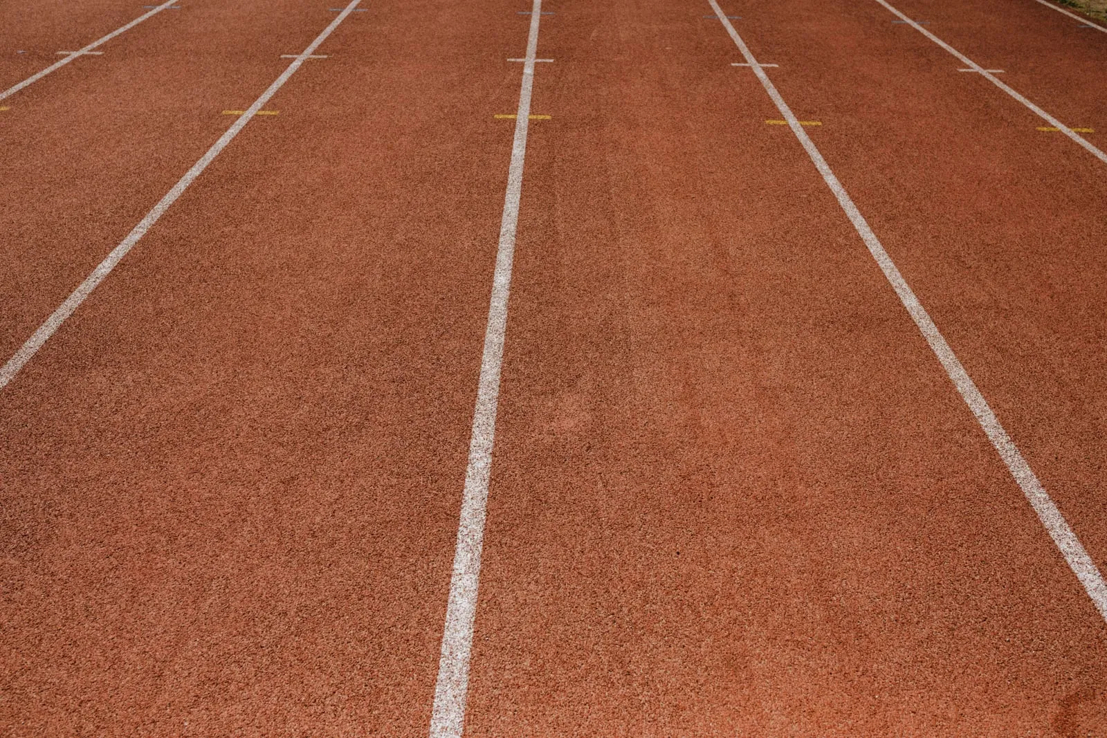 Empty running track lanes seen from above