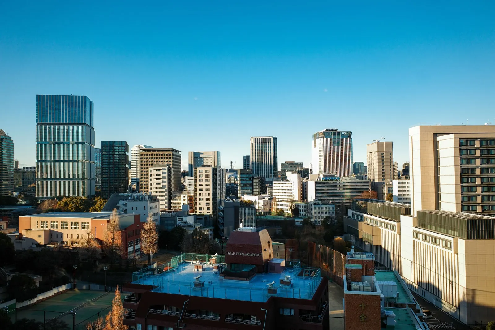 A city skyline in Tokyo