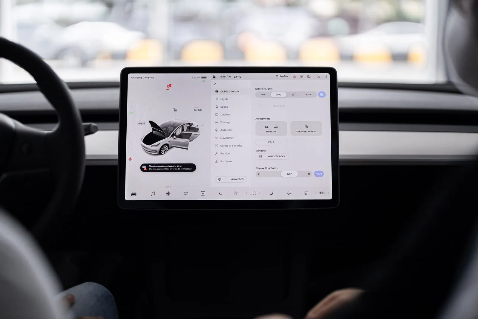 A car dashboard interior with a touchscreen