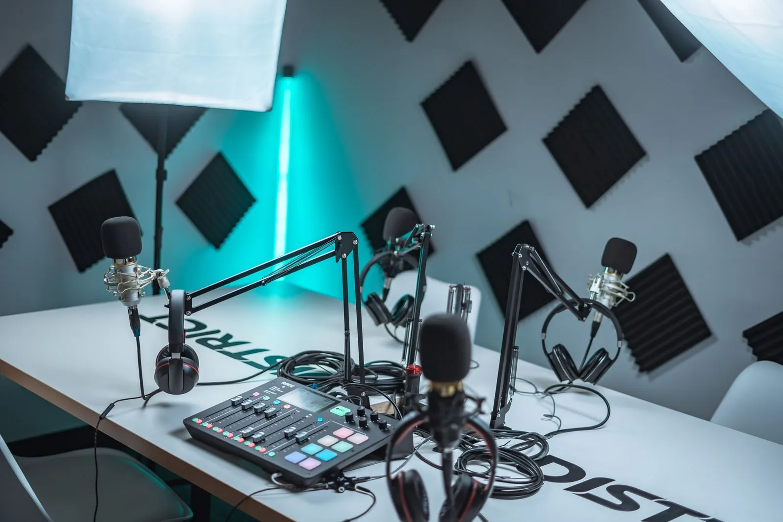 Acoustic foam panels on a studio wall