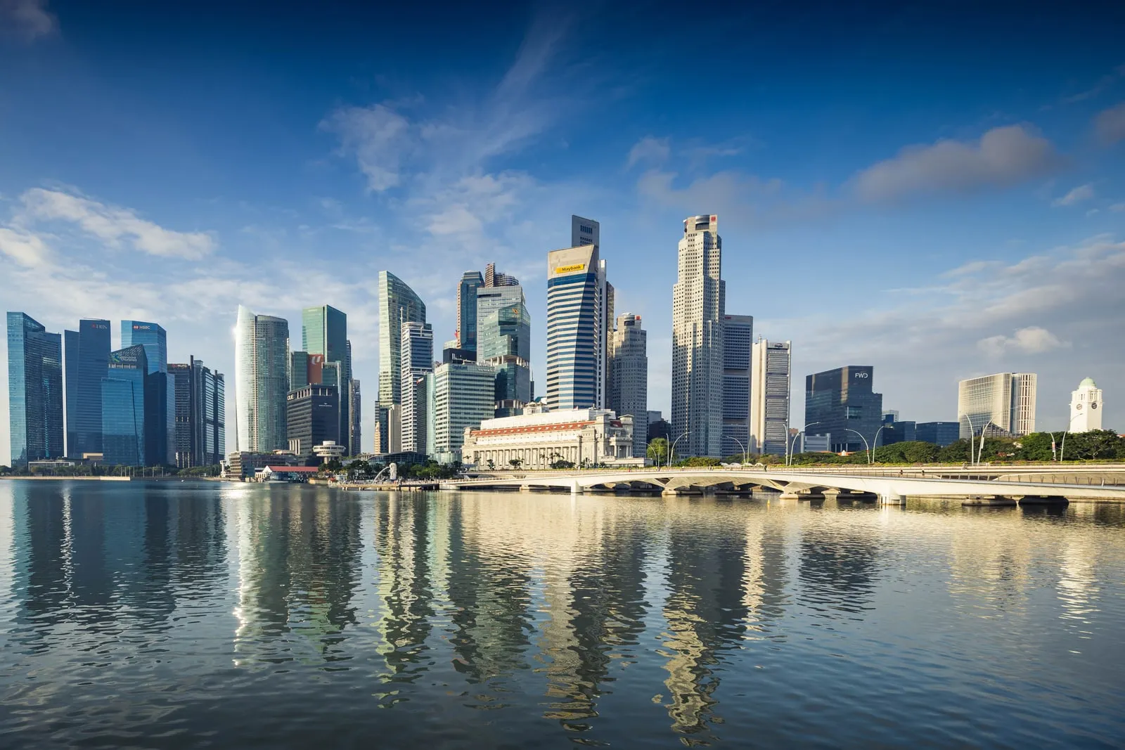 The Singapore financial district skyline