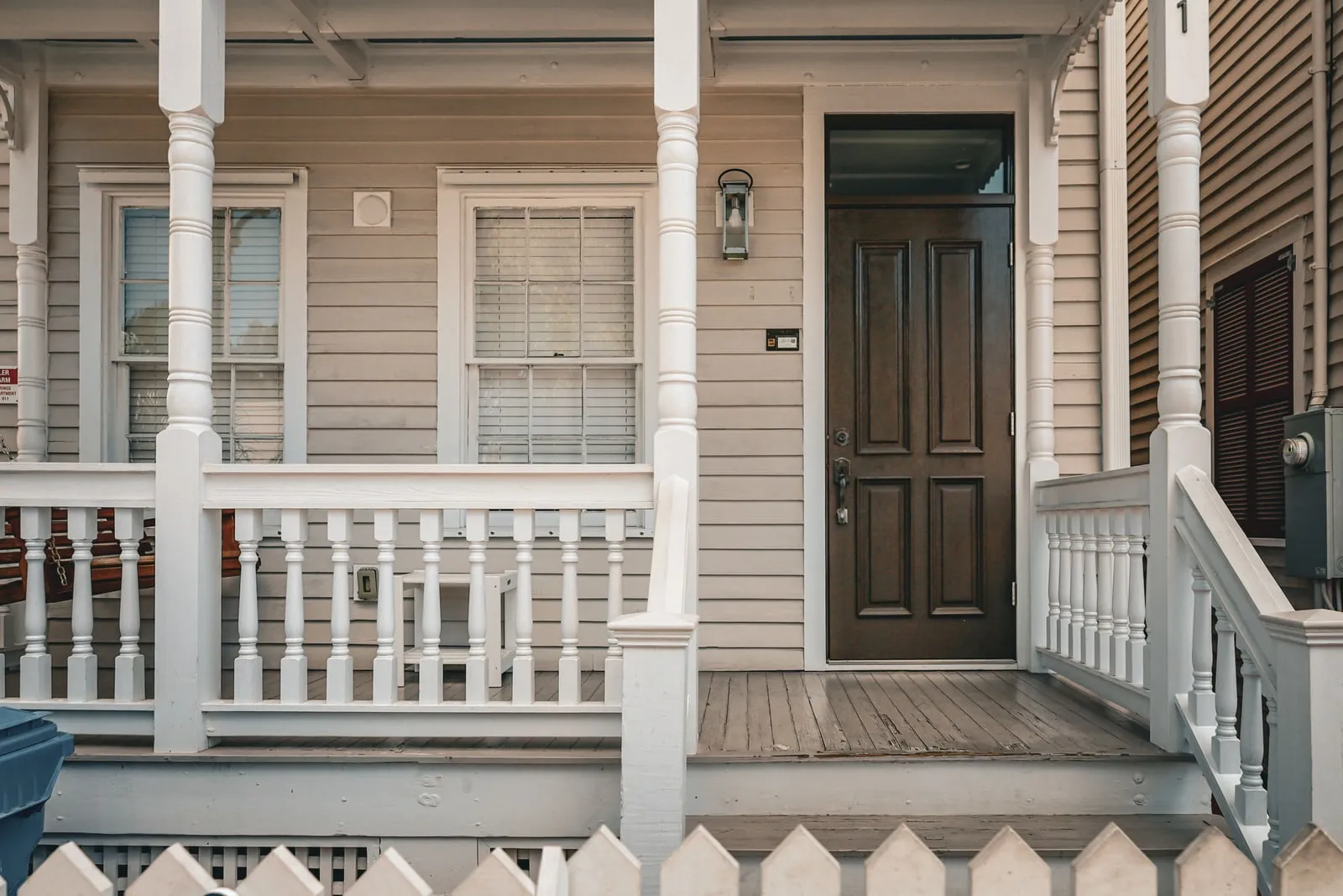 The front porch and door of a house